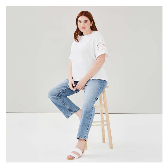 Women+ Embroidered Sleeve Oversized T-Shirt